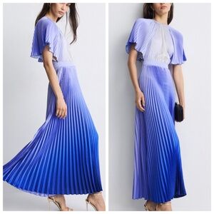 L'IDEE Orchestra Pleated Gown Purple Ombre Short Sleeve Dress - Size US 6